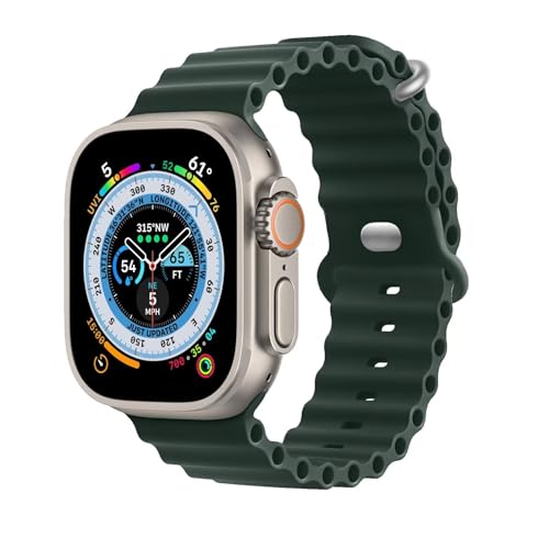 HdanMole Silikon Ocean Armband Kompatibel mit Apple Watch Ultra 2 / Ultra 49mm 46mm 45mm 44mm 42mm 41mm 40mm 38mm, Soft Sport Armband für iwatch Series 10 Ultra 9 8 7 6 5 4 3 2 1 SE, Grün HdanMole Silikon Ocean Armband Kompatibel mit Apple Watch Ultra 2 / Ultra 49mm 46mm 45mm 44mm 42mm 41mm 40mm 38mm, Soft Sport Armband für iwatch Series 10 Ultra 9 8 7 6 5 4 3 2 1 SE, Grün von HdanMole
