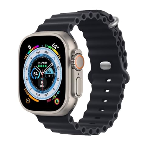 HdanMole Silikon Ocean Armband Kompatibel mit Apple Watch Ultra 2 / Ultra 49mm 45mm 44mm 42mm 41mm 40mm 38mm, Soft Sport Armband für iwatch Serie Ultra 9 8 7 6 5 4 3 2 1 SE, 49/45/44mm Mitternacht von HdanMole