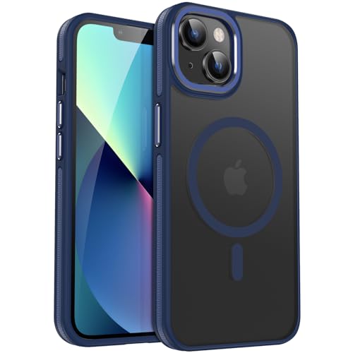 HeIssitot Magnetische für iPhone 13 Hülle, kompatibel mit MagSafe, [Militärnorm Schutz] Matte Rückseite Samtige Touch Schutzhülle,Stoßfeste rutschfest HandyHülle Case (Blau) von HeIssitot