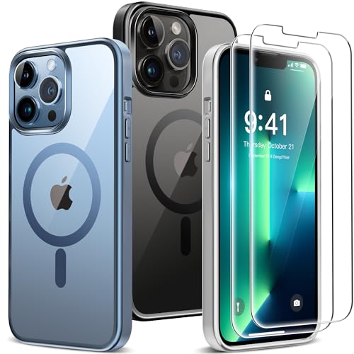 Helssitot Magnetisch Handyhülle für iPhone 13 Pro Hülle Kompatibel mit MagSafe mit 2 Stück Panzer Schutz Glas, Galvanisierte iPhone 13 Pro Case Militärgrad Kratzfeste Stoßfest Schutzhülle Blau Helssitot Magnetisch Handyhülle für iPhone 13 Pro Hülle Kompatibel mit MagSafe mit 2 Stück Panzer Schutz Glas, Galvanisierte iPhone 13 Pro Case Militärgrad Kratzfeste Stoßfest Schutzhülle Blau von HeIssitot