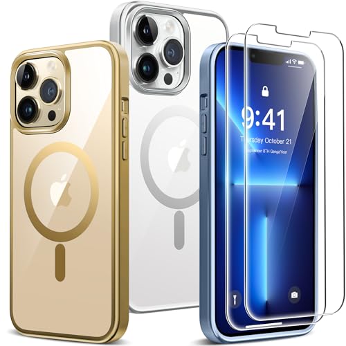 Helssitot Magnetisch Handyhülle für iPhone 13 Pro Hülle Kompatibel mit MagSafe mit 2 Stück Panzer Schutz Glas, Galvanisierte iPhone 13 Pro Case Militärgrad Kratzfeste Stoßfest Schutzhülle Gold Helssitot Magnetisch Handyhülle für iPhone 13 Pro Hülle Kompatibel mit MagSafe mit 2 Stück Panzer Schutz Glas, Galvanisierte iPhone 13 Pro Case Militärgrad Kratzfeste Stoßfest Schutzhülle Gold von HeIssitot