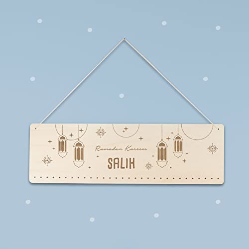 Ramadan Kalender aus Holz personalisiert mit Namen Ramazan Zuckerfest Ramadankalender für Kinder Süßigkeiten Jute-Beutel optional hellomini (ohne Jute-Beutel und Zahlen) von HeLLo mini