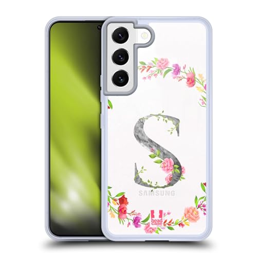Head Case Designs Buchstabe S Dekorative Initialen 2 Gel Handyhülle Hülle [Militärischer Schutzgrad] Kompatibel mit Samsung Galaxy S22 5G von Head Case Designs