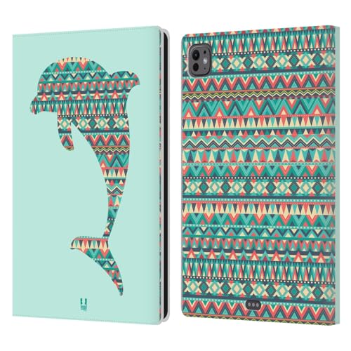 Head Case Designs Delfin Gemustert Tiere Silhouettes Leder Brieftaschen Handyhülle Hülle Huelle kompatibel mit Apple iPad Pro 11 M4 2024 von Head Case Designs