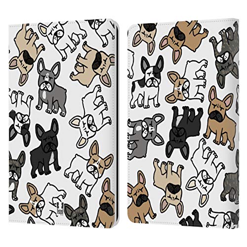 Head Case Designs Französische Bulldogge Hunderasse Muster Leder Brieftaschen Handyhülle Hülle Huelle und Passende Designer Hintergrundbilder kompatibel mit Kindle Paperwhite 1/2 / 3 von Head Case Designs
