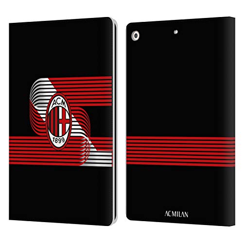 Head Case Designs Offiziell Offizielle AC Milan Diagonal Wappen Muster Leder Brieftaschen Handyhülle Hülle Huelle kompatibel mit Apple iPad 10.2 (2019)/(2020)/(2021) von Head Case Designs