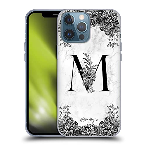 Head Case Designs Offiziell Offizielle Nature Magick Buchstabe M B&W Marmor Monogramm 1 Soft Gel Handyhülle Hülle kompatibel mit Apple iPhone 13 Pro Max von Head Case Designs