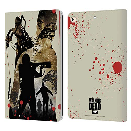 Head Case Designs Offiziell Zugelassen AMC The Walking Dead Voller Daryl Silhouetten Leder Brieftaschen Handyhülle Hülle Huelle kompatibel mit Apple iPad 9.7 2017 / iPad 9.7 2018 von Head Case Designs