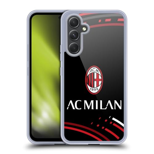 Head Case Designs Offizielle AC Milan Gekrümmt Wappen Muster Soft Gel Handyhülle Hülle kompatibel mit Samsung Galaxy A54 5G von Head Case Designs