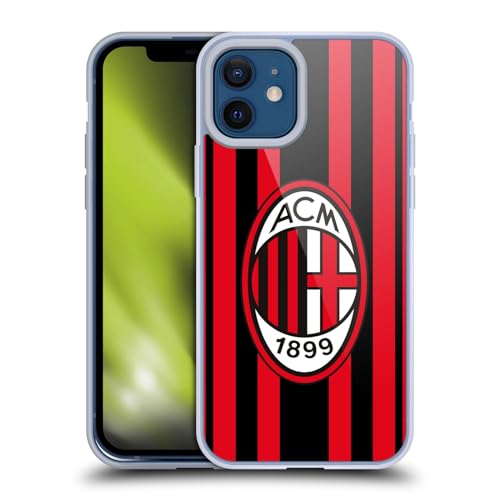 Head Case Designs Offizielle AC Milan Home 2021/22 Crest Kit Soft Gel Handyhülle Hülle kompatibel mit Apple iPhone 12 / iPhone 12 Pro von Head Case Designs
