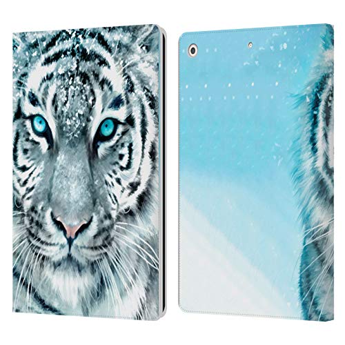 Head Case Designs Offizielle Aimee Stewart Weisser Tiger Tiere Leder Brieftaschen Handyhülle Hülle Huelle kompatibel mit Apple iPad 10.2 2019/2020/2021 von Head Case Designs