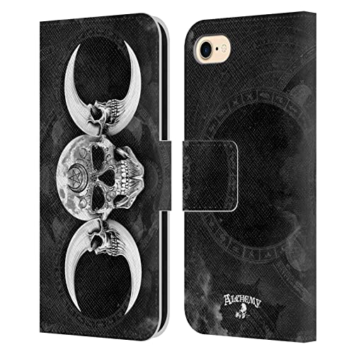 Head Case Designs Offizielle Alchemy Gothic Dunkler Göttinnenmond Schaedel Leder Brieftaschen Handyhülle Hülle Huelle kompatibel mit Apple iPhone 7/8 / SE 2020 & 2022 von Head Case Designs