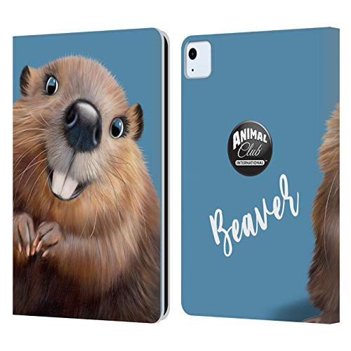 Head Case Designs Offizielle Animal Club International Biber Gesichter Leder Brieftaschen Handyhülle Hülle Huelle kompatibel mit Apple iPad Air 2020/2022 von Head Case Designs