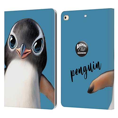 Head Case Designs Offizielle Animal Club International Pinguin Gesichter Leder Brieftaschen Handyhülle Hülle Huelle kompatibel mit Apple iPad 9.7 2017 / iPad 9.7 2018 von Head Case Designs