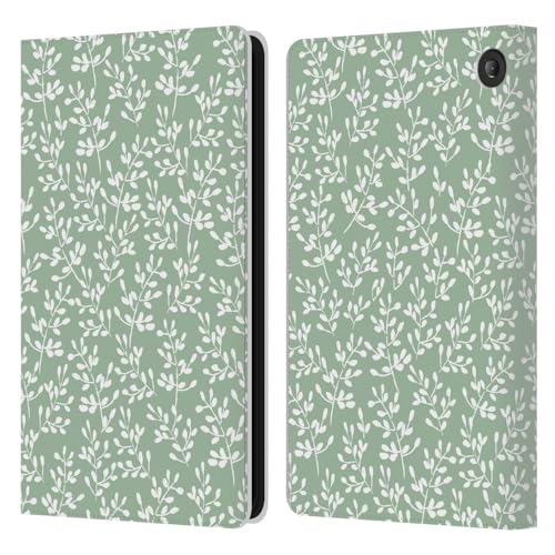 Head Case Designs Offizielle Anis Illustration Winzige Blätter Grüne Muster Mischen Leder Brieftaschen Handyhülle Hülle Huelle kompatibel mit Amazon Fire 7 2022 von Head Case Designs