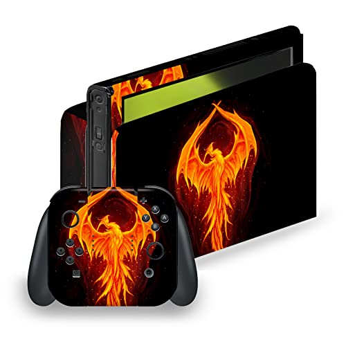 Head Case Designs Offizielle Christos Karapanos Drachen-Phönix Kunst Mix Matte Vinyl Haut Gaming Aufkleber Abziehbild Abdeckung kompatibel mit Nintendo Switch OLED Bundle von Head Case Designs