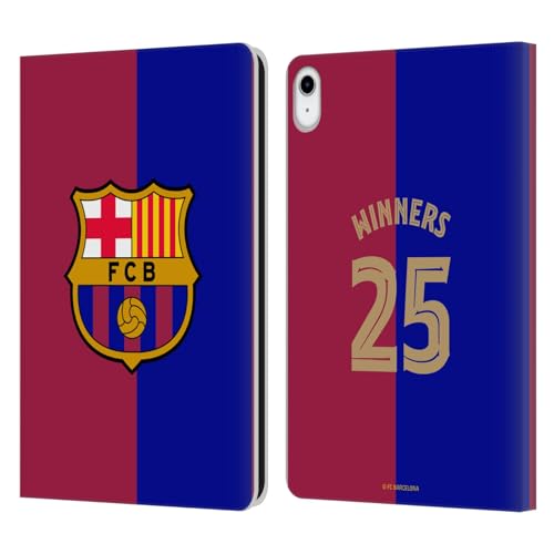 Head Case Designs Offizielle FC Barcelona Heim Kit Spanischer Pokalsieger 2025 Leder Brieftaschen Handyhülle kompatibel mit Apple iPad 10.9 (2022) von Head Case Designs