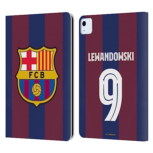 Head Case Designs Offizielle FC Barcelona Robert Lewandowski 2023/24 Spieler Home Kit Leder Brieftaschen Handyhülle Hülle Huelle kompatibel mit Apple iPad Air 2020/2022 von Head Case Designs