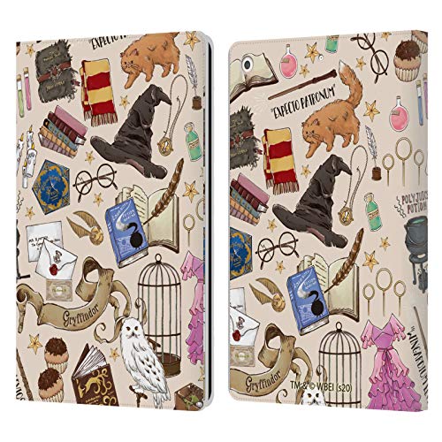 Head Case Designs Offizielle Harry Potter Hogwarts Muster Deathly Hallows XXXVII Leder Brieftaschen Handyhülle Hülle Huelle kompatibel mit Apple iPad 10.2 2019/2020/2021 von Head Case Designs