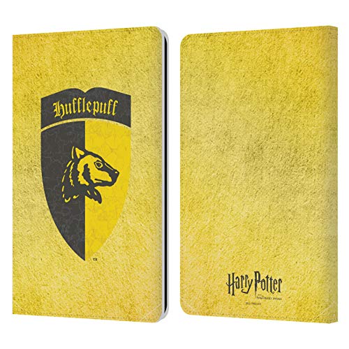 Head Case Designs Offizielle Harry Potter Hufflepuff Kamm Sorcerer's Stone I Leder Brieftaschen Handyhülle Hülle Huelle kompatibel mit Kindle Paperwhite 1/2 / 3 von Head Case Designs