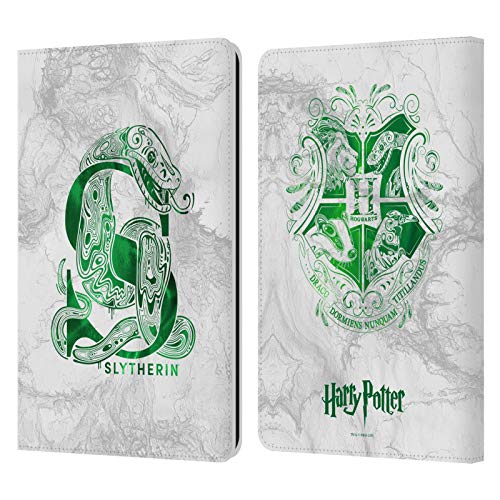 Head Case Designs Offizielle Harry Potter Slytherin Aguamenti Deathly Hallows IX Leder Brieftaschen Handyhülle Hülle Huelle kompatibel mit Kindle Paperwhite 1/2 / 3 von Head Case Designs