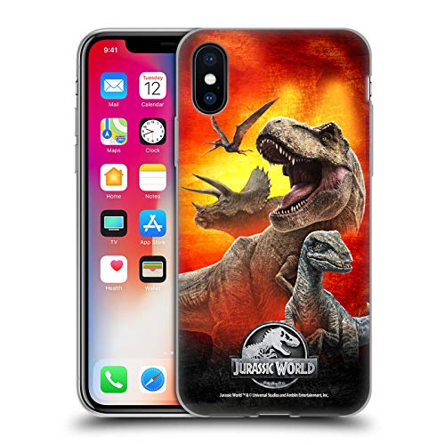 Head Case Designs Offizielle Jurassic World Dinosaurier Schluessel Kunst Soft Gel Handyhülle Hülle kompatibel mit Apple iPhone X/iPhone XS von Head Case Designs
