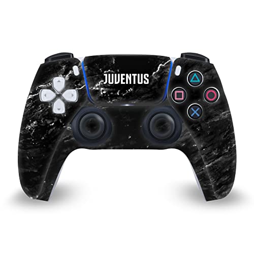 Head Case Designs Offizielle Juventus Football Club Marmor Schwarz Kunst Matte Vinyl Frontplatte Haut Gaming Aufkleber Abziehbild Abdeckung kompatibel mit Sony Playstation 5 PS5 DualSense Controller von Head Case Designs