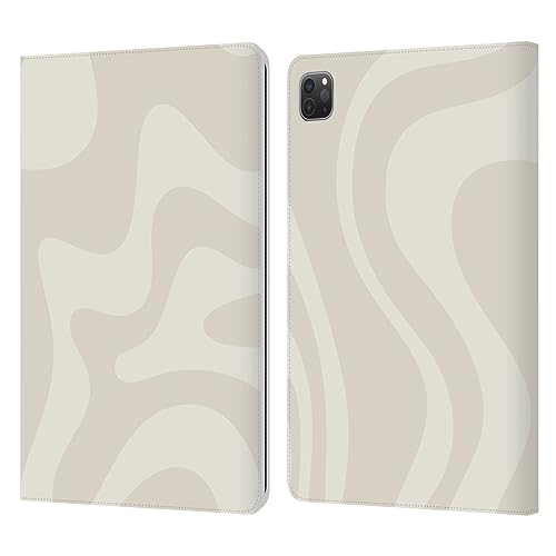 Head Case Designs Offizielle Kierkegaard Design Studio Retro Liquid Swirl Beige Creme Kunst Leder Brieftaschen Handyhülle Hülle Huelle kompatibel mit Apple iPad Pro 11 2020/2021 / 2022 von Head Case Designs