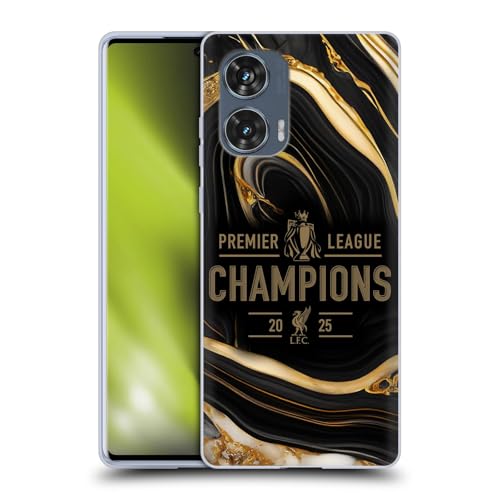 Head Case Designs Offizielle Liverpool Football Club Schwarzer Marmor Premier League Meister 2025 Gel Handyhülle [Militärischer Schutzgrad] Kompatibel mit Motorola Edge 50 Fusion von Head Case Designs