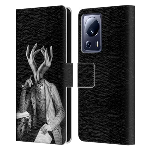 Head Case Designs Offizielle LouiJoverArt Empfindlicher Mann Schwarz Und Weiss Leder Brieftaschen Handyhülle Hülle Huelle kompatibel mit Xiaomi 13 Lite 5G von Head Case Designs