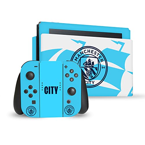 Head Case Designs Offizielle Manchester City Man City FC Badge Schiff Logo Kunst Vinyl Haut Gaming Aufkleber Abziehbild kompatibel mit Nintendo Switch Console & Dock & Joy-Con Controller Bundle von Head Case Designs