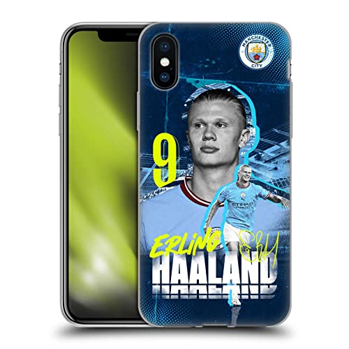 Head Case Designs Offizielle Manchester City Man City FC Erling Haaland 2022/23 Erstes Team Soft Gel Handyhülle Hülle kompatibel mit Apple iPhone X/iPhone XS von Head Case Designs
