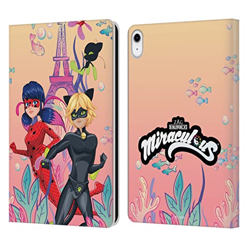 Head Case Designs Offizielle Miraculous Tales of Ladybug & Cat Noir Wasserkraft Aqua Ladybug Leder Brieftaschen Handyhülle Hülle Huelle kompatibel mit Apple iPad 10.9 (2022) von Head Case Designs