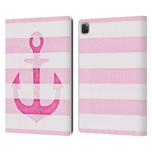 Head Case Designs Offizielle Monika Strigel Pink Vintage Anker Leder Brieftaschen Handyhülle Hülle Huelle kompatibel mit Apple iPad Pro 13 M4 2024 von Head Case Designs