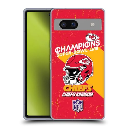 Head Case Designs Offizielle NFL Helm Der Kansas City Chiefs Meister des Super Bowl LVIII 2024 Soft Gel Handyhülle Hülle kompatibel mit Google Pixel 7a von Head Case Designs