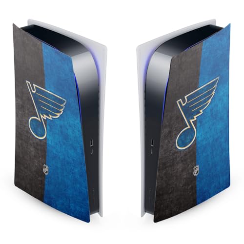 Head Case Designs Offizielle NHL Halb beunruhigt St Louis Blues Vinyl Frontplatte Haut Gaming Aufkleber Abziehbild Abdeckung kompatibel mit Sony Playstation 5 PS5 Digital Edition Console von Head Case Designs