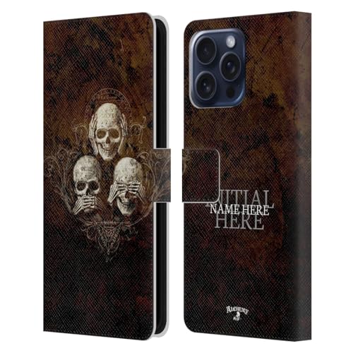 Head Case Designs Offizielle Personalisierte Individuelle Alchemy Gothic No Evil Three Skull Name Und Initiale Leder Brieftaschen Handyhülle Hülle Huelle kompatibel mit Apple iPhone 16 Pro Max Head Case Designs Offizielle Personalisierte Individuelle Alchemy Gothic No Evil Three Skull Name Und Initiale Leder Brieftaschen Handyhülle Hülle Huelle kompatibel mit Apple iPhone 16 Pro Max von Head Case Designs