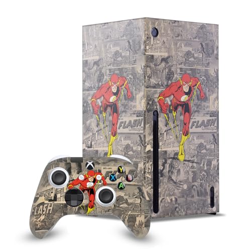 Head Case Designs Offizielle The Flash DC Comics Charakter Collage Comic Kunst Spielekonsolen Wickeln Und Gamecontroller-Häute Im Paket kompatibel mit Xbox Series X von Head Case Designs