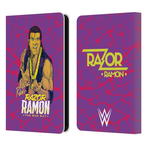 Head Case Designs Offizielle WWE Der Bösewicht Razor Ramon Leder Brieftaschen Handyhülle Hülle Huelle kompatibel mit Kindle Paperwhite 5 (2021) von Head Case Designs