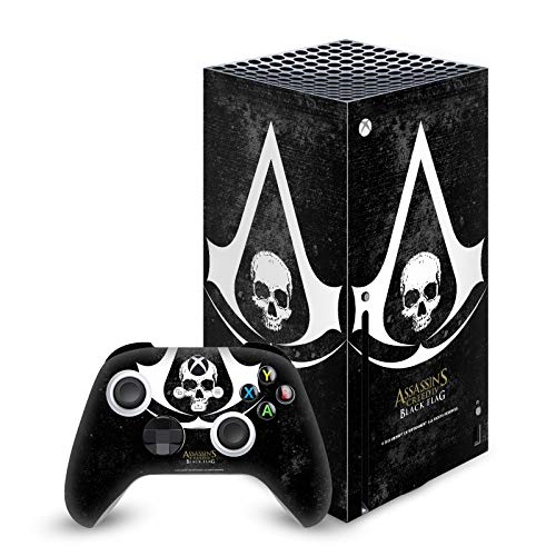 Head Case Designs Offizielle Zugelassen Assassin's Creed Grunge Schwarze Fahne Logos Matte Vinyl Haut Gaming Aufkleber Abziehbild Abdeckung kompatibel mit Xbox Series X Console and Controller Bundle von Head Case Designs
