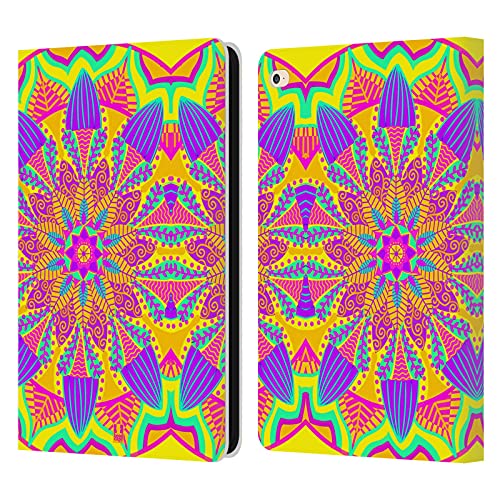Head Case Designs Sonnenschein Gelb Mandala Blumen Leder Brieftaschen Handyhülle Hülle Huelle kompatibel mit Apple iPad Air 2 (2014) von Head Case Designs