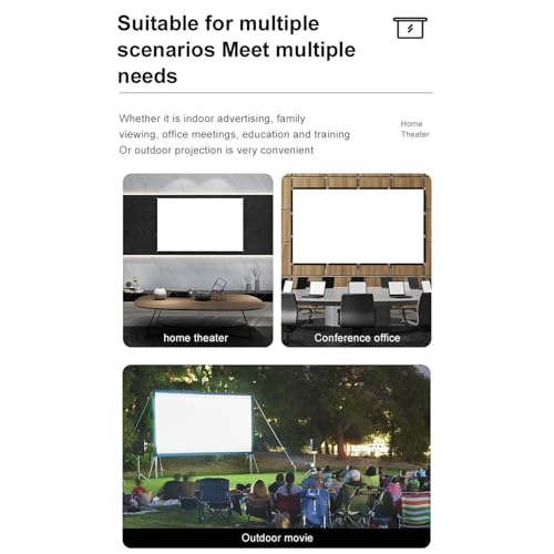 150 Zoll Faltbar Tragbares Doppelseitiger Projektionsbildschirm Anti -Crase Easy Installation Crystal Clear Image für Heimkino -Büro Meeting für Kinoreisen Geeignet (120 Zoll) von Headerbs