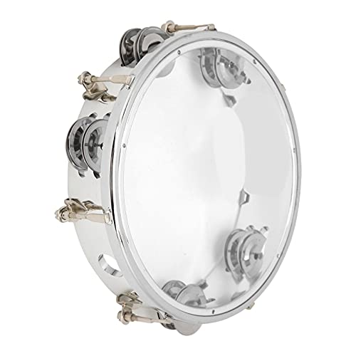 Doppelreihe Jingle Bells Hand Tambourin 8 Zoll Großes Percussion Instrument mit Exzellentem Metall Kultivieren Rhythmus Tamburin Handtrommel Hand Gehalten Percussion (Transparent) von Headerbs