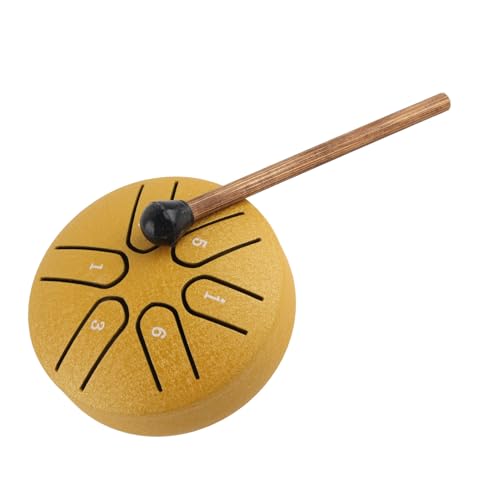 InstrumentPartsandAccessories Handpan Trommelstahl Zunge Drum Professional 6 Notizen Mini Percussion Instrument mit Sorglos Meditierter Yoga-Leistung (GOLD) von Headerbs