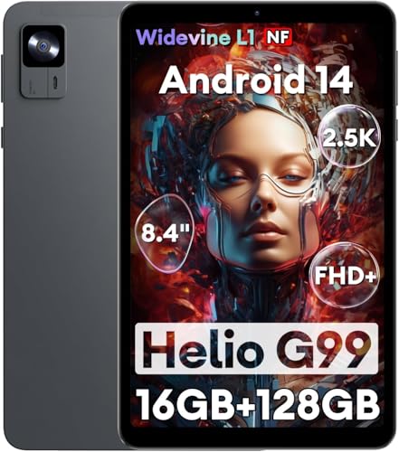 Headwolf FPad6 Android Tablet 8 Zoll, 2560x1600 Display, Helio G99 Octa-core,16GB+128GB(2TB),16MP/8MP, 6500mAh Akku,Widevine L1 Android 14 Tablet mit SIM Card Slot,Face ID/4G LTE/5G WiFi von Headwolf