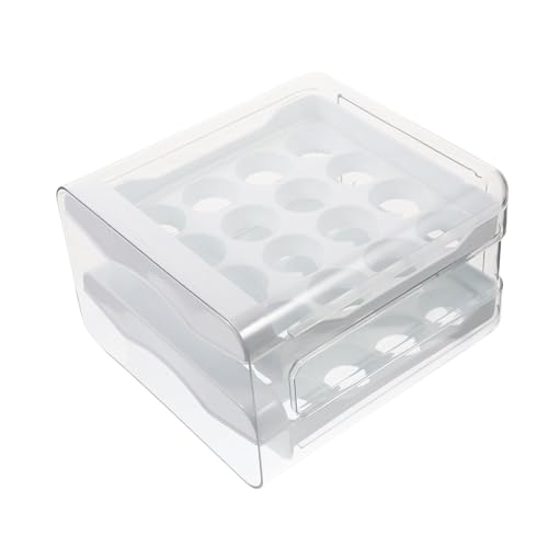 Healeved Aufbewahrungsbox Für Eier Praktische Eierschublade Eierhalter-tablett Verschleißfeste Eierschale Eierversorgung Eierständer Kühlschrank Weiß Doppelschicht Transparentes Haustier von Healeved