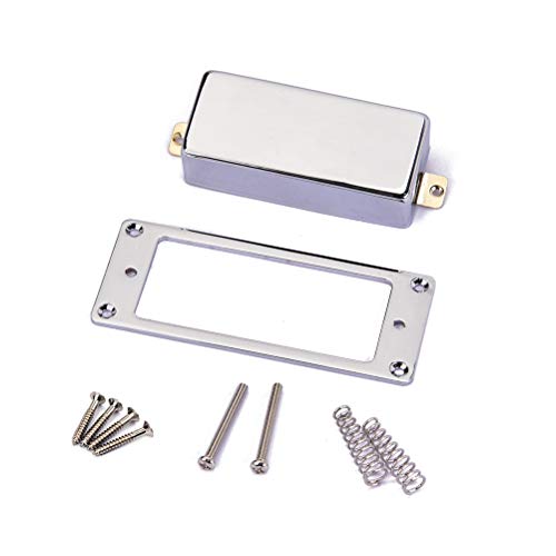 Healifty 2 stücke Gitarre Humbucker Pickup Abdeckung Rahmen Grundplatte Mini Neck Bridge Montagering für LP E-gitarre Teile (Silber) von Healifty