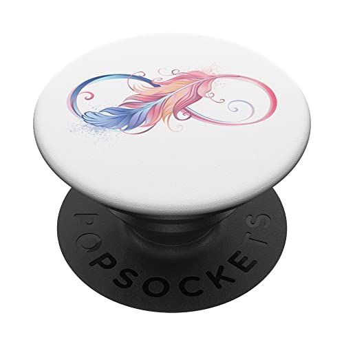 Regenbogen-Schild, bunt, künstlerisch, rosa Feder, Unendlichkeitszeichen PopSockets mit austauschbarem PopGrip von Healing Vibes