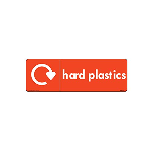 Wrap Recycle Hard Plastics with Logo Signs – Wrap Recycle Schilder, selbstklebendes Vinyl, 225 mm x 60 mm von Health & Safety Sign Supplies