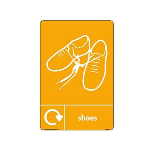 Wrap Recycling-Schuhe-Schild, Schuh-Symbol und Logo, selbstklebend, Vinyl, 150 mm x 200 mm, A5 von Health & Safety Sign Supplies